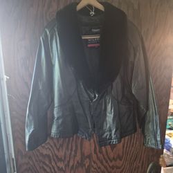Vintage black leather coat 
