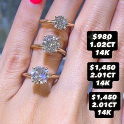 14K 1.02CT Round Solitaire Engagement Ring 
