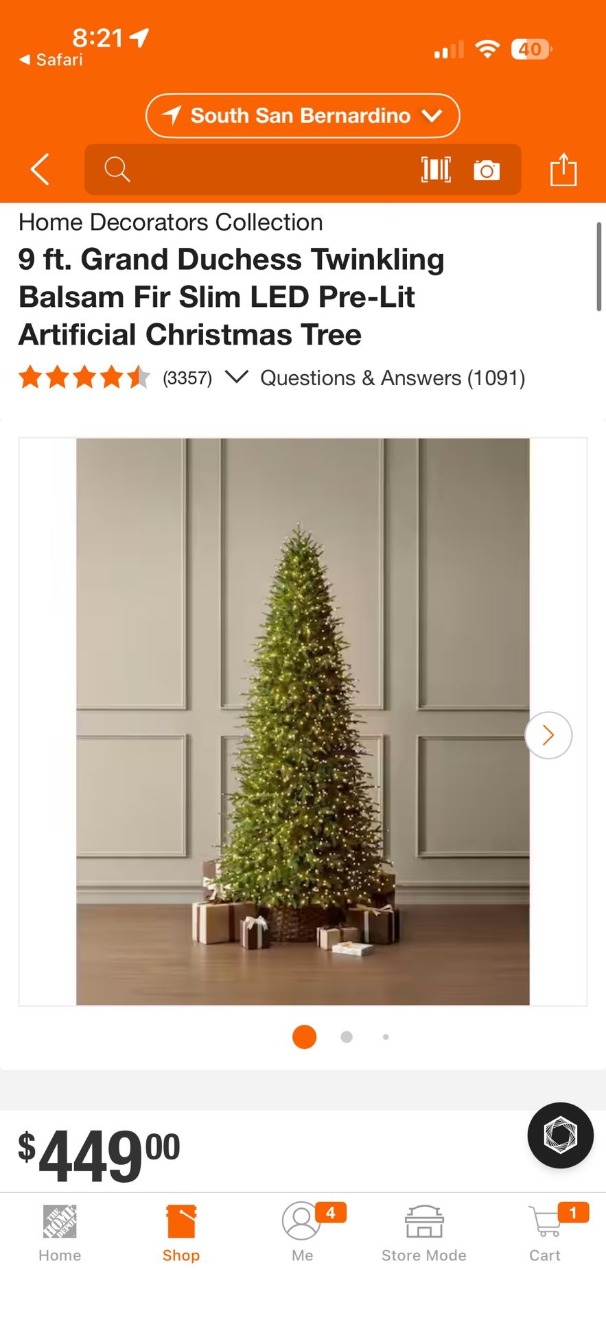 Home Decorators Collection 9 ft. Grand Duchess Twinkling Balsam Fir Slim LED Pre-Lit Artificial Chri
