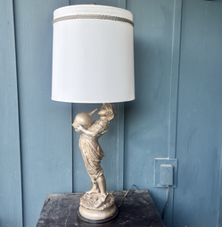 Vintage G Birbele Statue Table Lamp Boy with Jug 48” Dual Socket 31lb