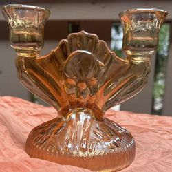 Vintage Carnival Glass Double Light Candle Holder