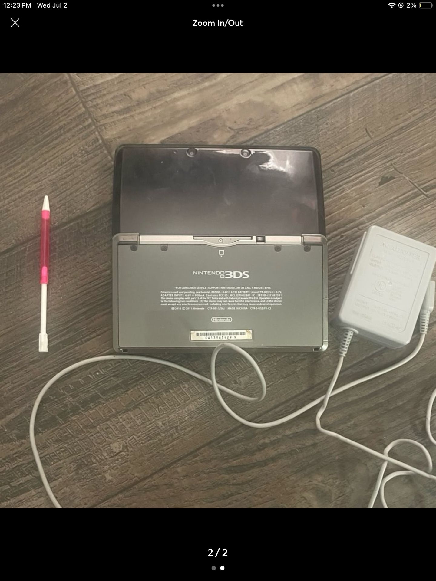 3DS with Stylus, Charger Nintendo