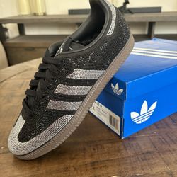 Size 7.5w adidas Samba OG Rhinestone Black Silver (Women's) 