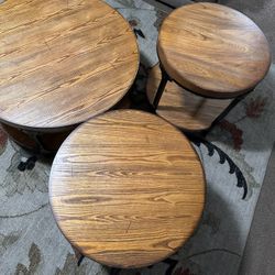 Three Set Coffee Table, Good Wood, Two Small And One Large 