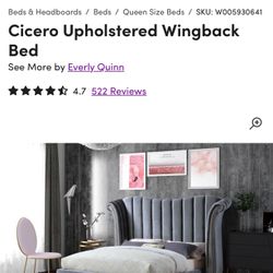 King  Size Bed Frame And Tufted Headboard 