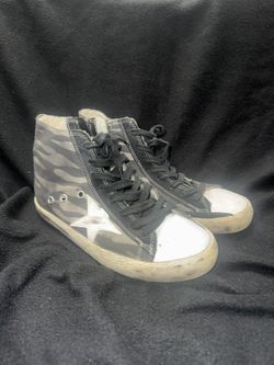 Golden Goose Francy High-Top Sneakers – Camo/Star – Distressed Style – Size 6