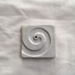 Handmade Ceramic Tile Spiral Sparkly Incense Holder