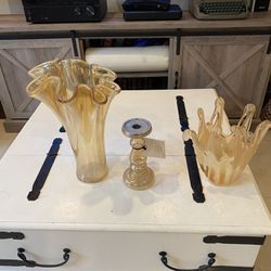 Matching Vases And Candle Holder