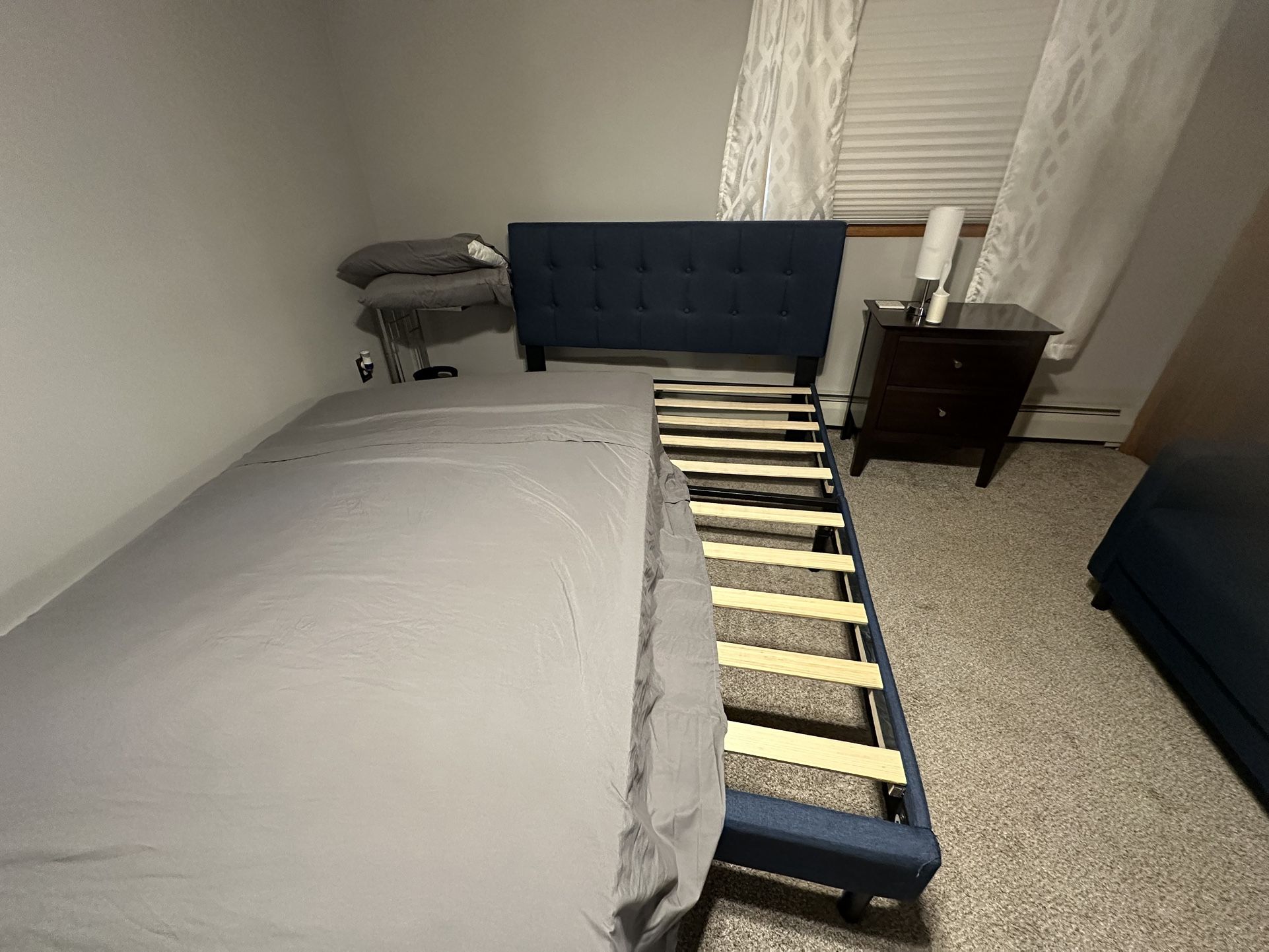 Navy Upholstered Bed Frame