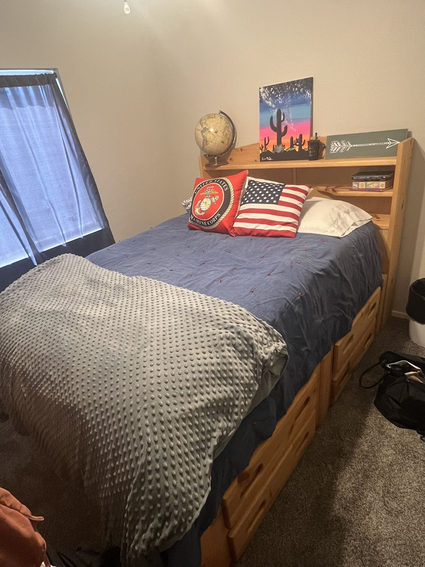 Full Sized Captains Bed With Mattress