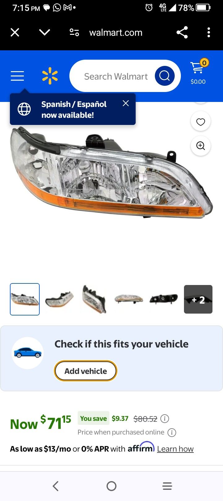 Driver Side Head Lamp New