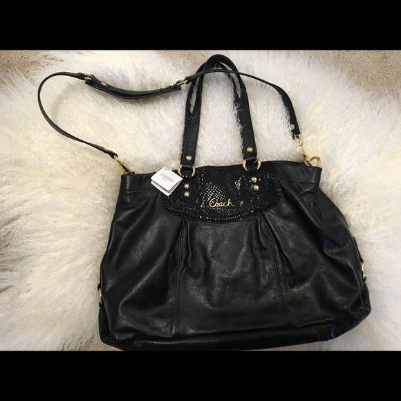 Coach black leather Ashley hobo bag/ crossbody purse