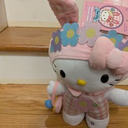 New Hello Kitty Pink Easter Bunny Plush Side Stepper Musical Toy By Sanrio