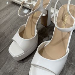 white platform heels