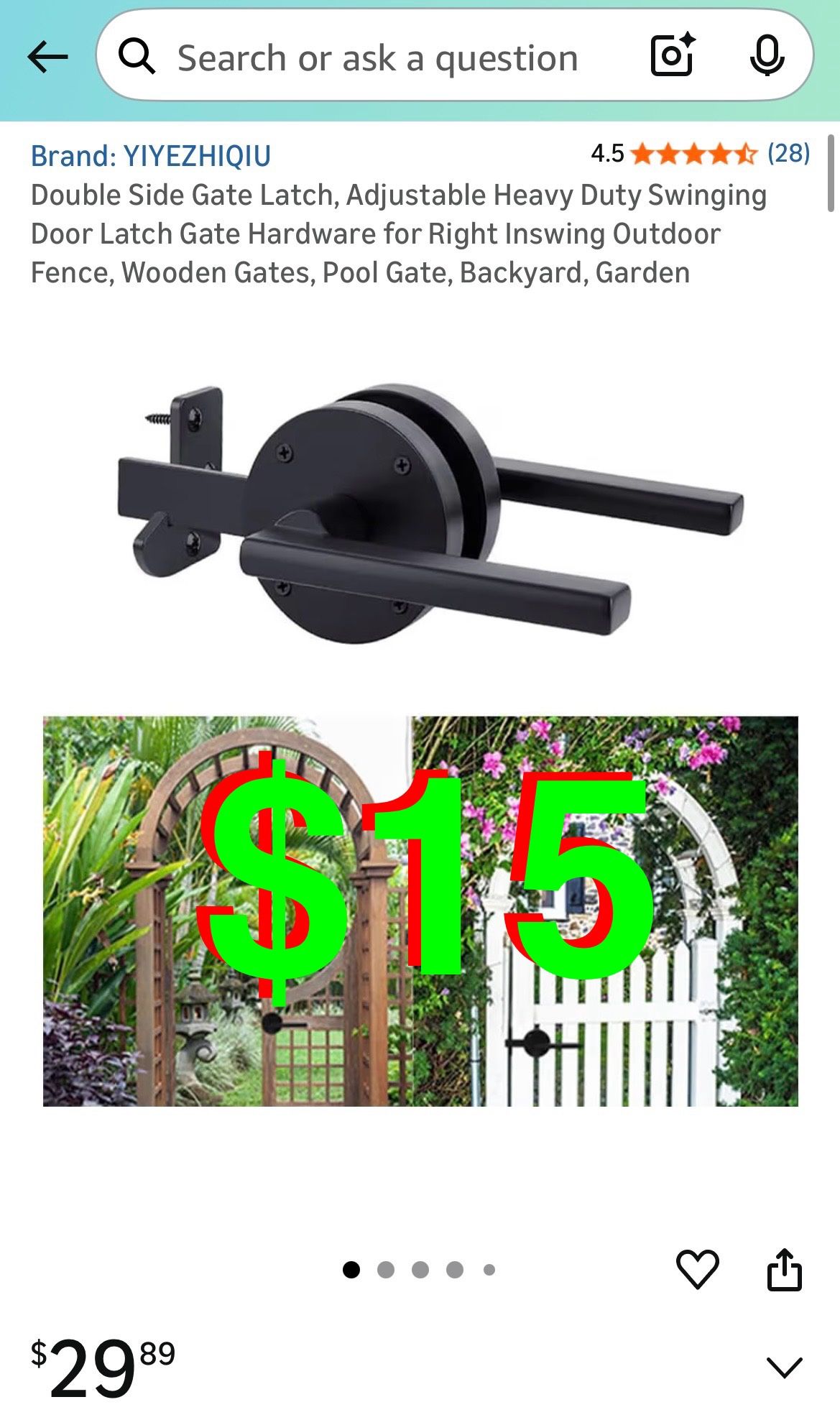 Double Side Gate Latch, Adjustable Heavy Duty Swinging Door Latch Gate Hardware for Right Inswing Outdoor Fence, Wooden Gates, Pool Gate, Backyard, Ga