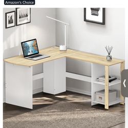 L Shape Desk Oak White 