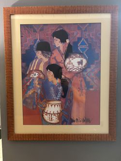 Amado Maurilio Pena HAND-SIGNED lithograph Professionally Framed Mcm Native American art 