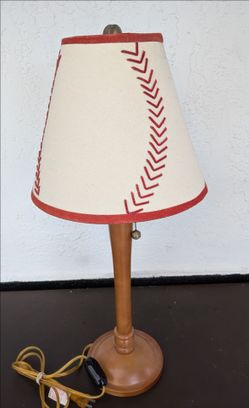 Pottery Barn Grand Slam Kids Baseball Lamp Bat Wood Lamp