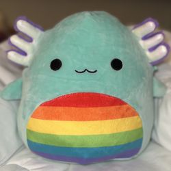 Squishmallow Anastasia the Axolotl plush toy with a rainbow belly