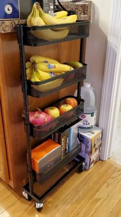 Metal slim storage with wheels