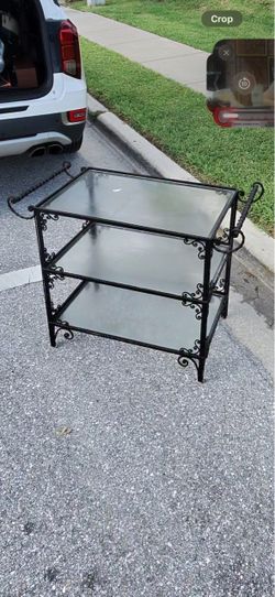 Heavy iron glass bar cart no casters