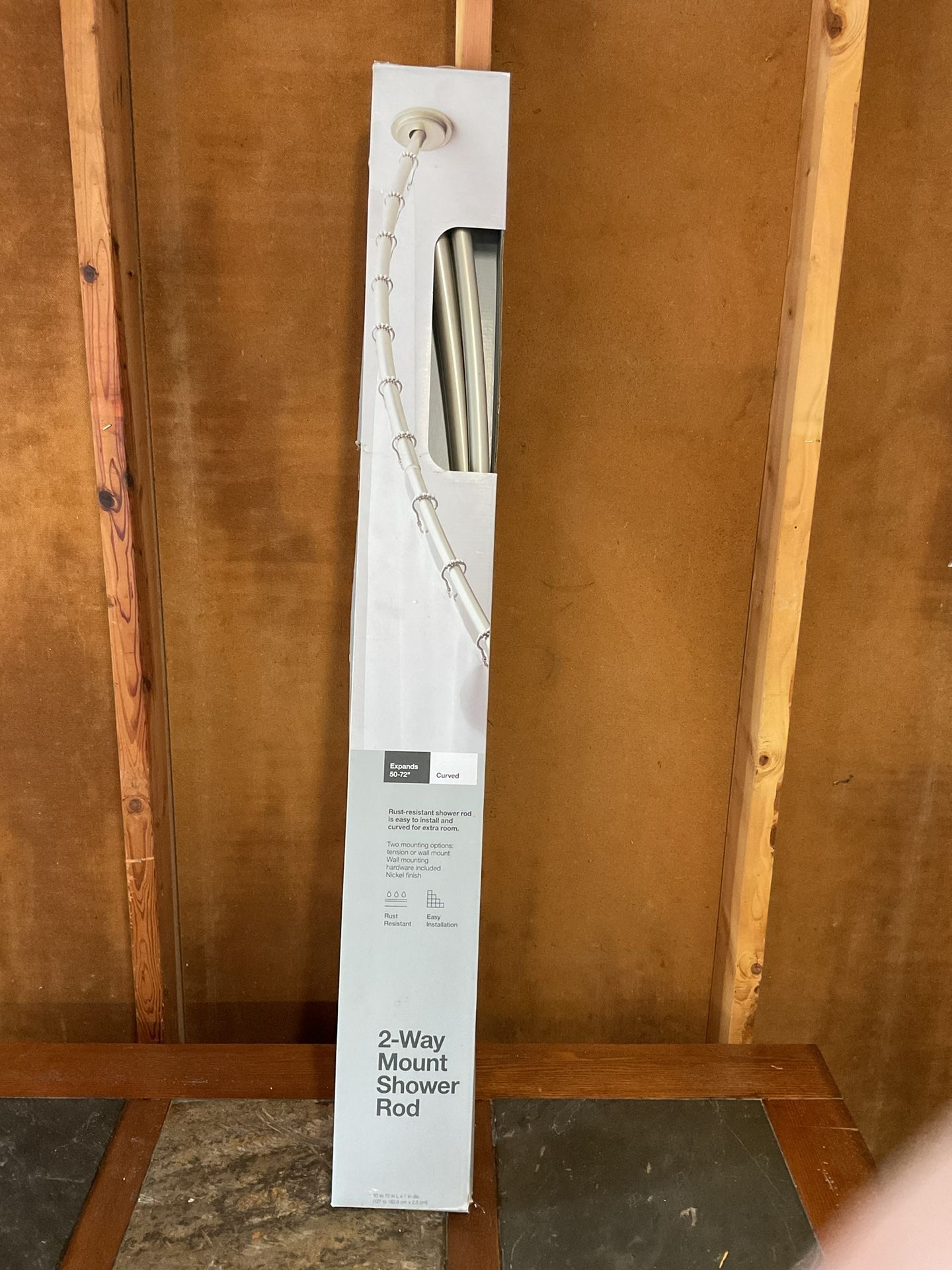 2 way curved shower rod in open box