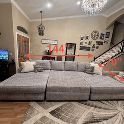 Light Gray Sectional Sofa 144”x70”