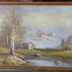 Vintage Framed Oil On Canvas 