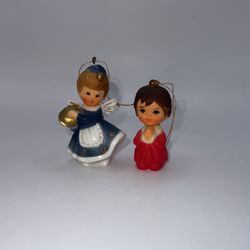 SET OF 2 VINTAGE ANGEL CHRISTMAS ORNAMENTS PLASTIC