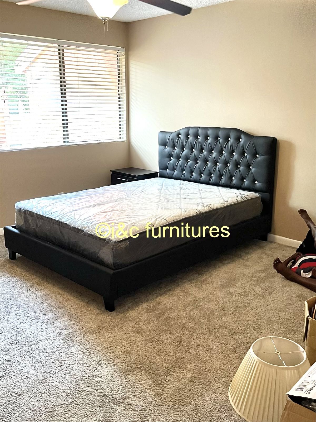 3 Piece Queen Size Bedroom Set New In The Box 📦 Same Day Delivery. Bed Frame Mattress 1 Night Stand