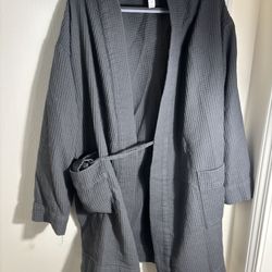 Auden Waffle Robe Dark Gray M/L | Cozy Belted Sleepwear