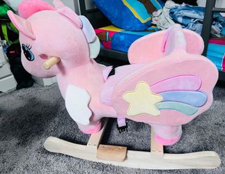 Funlio baby pink unicorn rocking horse