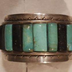 Sterling SILVER Turquoise And Black Onyx BLACELET