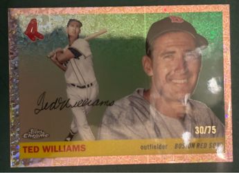 2025 Topps Chrome Platinum Ted Williams #351 Rose Gold Mini Diamond /75 Red Sox