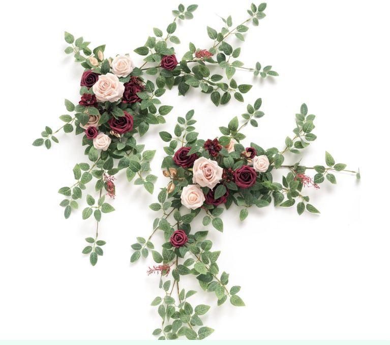 Ling's Moment Set of 2 Artificial Floral Swags - Marsala and Blush