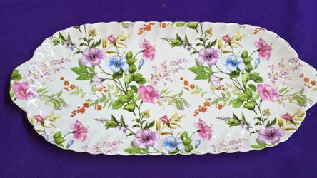 Grace Teaware Fine Porcelain SERVING TRAY  Floral Pattern Dishwasher,  Microwave Safe 15" CR3V036