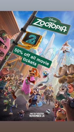50% Off All Movie Theater Tickets