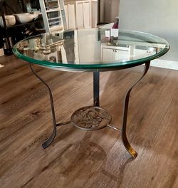 Vintage French-Style Wrought Iron & Glass Bistro Table