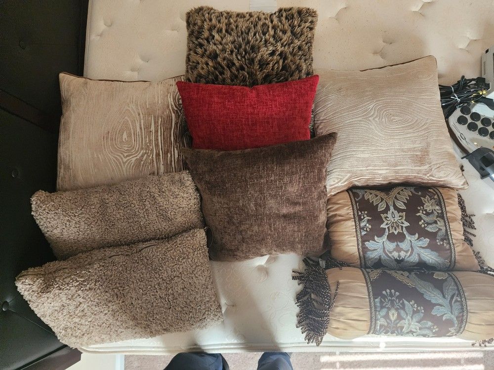 9 Assorted Throw Pillows 