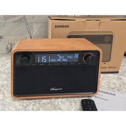 Sangean HD Bluetooth AM/FM-RDS Tabletop Radio, Cherry Cabinet