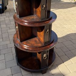 Solid Wood Rotating Storage Cabinet / Revolving Bookcase – Vintage Style