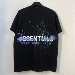 FOG FEAR GOD Double-line Spray graffiti Print Essentials Short-sleeved for both men and women  