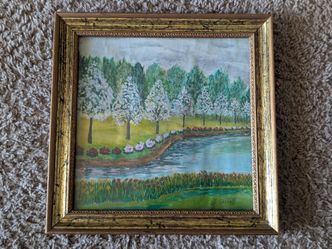 Vintage Al Garloff Signed Landscape 9½" x 9½" Framed Watercolor Painting