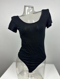 Bozzolo Black Short Sleeve Bodysuit Scoop Neck Size Large