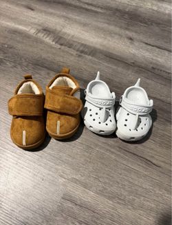 baby crocs & baby boots (size 4c)
