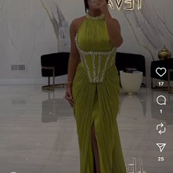 Elegant Pistachio Green Evening Gown