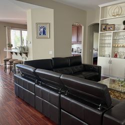 Beautiful Brown Leather Reclining Sofa