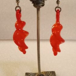 Hand Blown Glass Mid Century  Modern Earings 