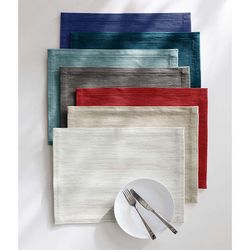 Crate & Barrel Grasscloth Cyan Cotton Placemats Set Of Four 