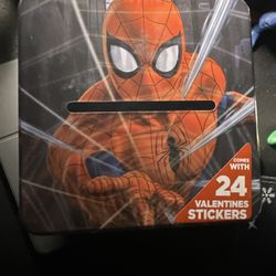 Spider-Man Tin Box  Valentices Day 24 Stickers Included